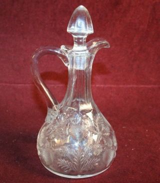 Splendid Eapg Cruet - Inverted Strawberry Pattern - Cambridge Glass Ca.  1911