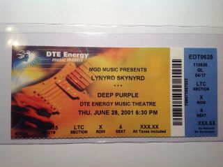 Lynyrd Skynyrd & Deep Purple Concert Ticket Stub.  {{free Shipping}}