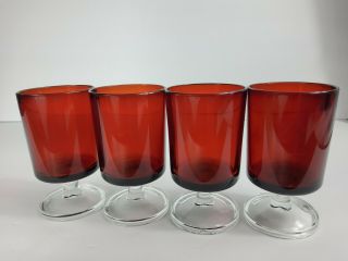 Vintage Luminarc France Ruby Red Juice 4 Oz Cordial Glasses Set Of 4