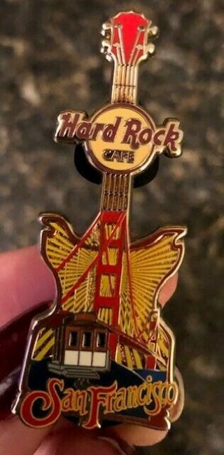 Hard Rock Cafe Pin: San Francisco Bridge & Trolley Guitar