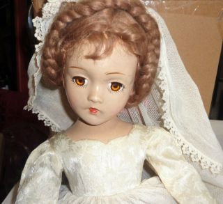 Vintage Madame Alexander Bride Doll 22 " Tall Gown Veil Composition Head