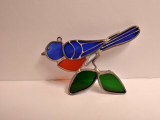 Stained Glass Art Blue Jay Window Ornament Multi - Color Glass