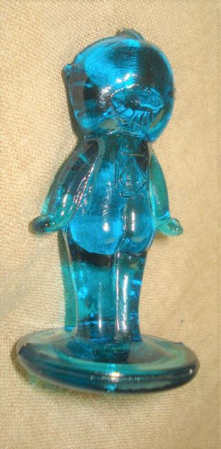 Boyd Art Glass Kewpie Doll Figurine Blue Glass 3 " Tall