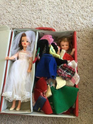 2 Vintage Tammy Dolls And 2 Other Small Dolls W/carrying Case Red Ideal1960s