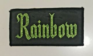 Vintage Rainbow Green Sparkle Sew On Patch (1970 