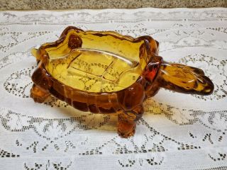 Vintage Lg Wright Amber Glass Turtle Candy Dish Mid Century Orange - No Shell Lid