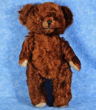 Antique 1930s 13 " Mohair Jointed Teddy Bear,  Glass Eyes