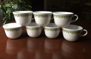 Set Of 7 Vtg Corelle Livingware Spring Blossom Crazy Daisy Cups/mugs By Corning