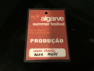 Algarve Festival 2005 Concert Lenny Kravitz Laminated Pass Band Member Owned