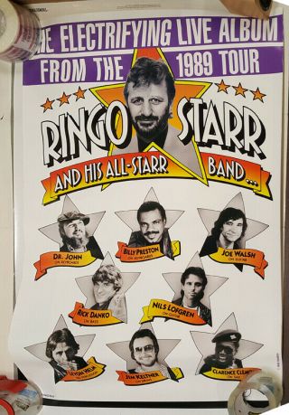 Ringo Starr Beatles Promotional Poster 1989 Large.  Joe Walsh,  Dr.  John