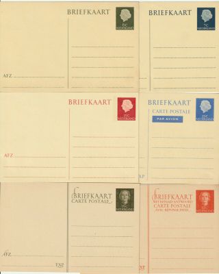 6x Netherlands Postal Stationery Pcs/reply Card 1949 - 67 6c/7c/12c,  12c/15c/25c