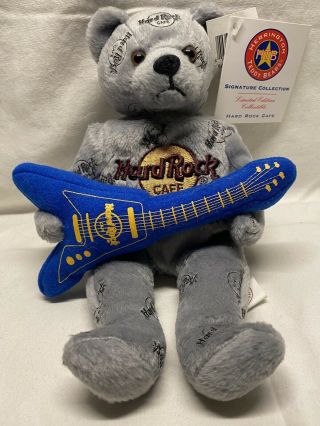 Hard Rock Cafe San Francisco Beanie Teddy Bear With Guitar 2006