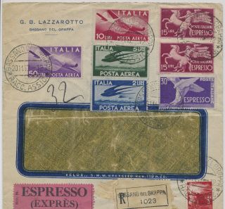 Lm54538 Italy 1937 Express Registered Airmail Cover
