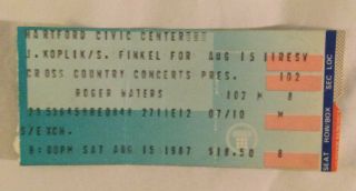 Roger Waters 1987 Radio Kaos Tour The Fabulous Forum Concert L.  A.  Ticket Stub