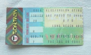 Ufo Long Beach Arena Ticket Stub August 4 1981 W/ Bonus