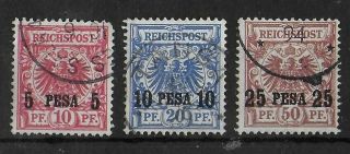 German East Africa 1893 Set Of 3 Stamps Michel 3 - 5 Cv €105