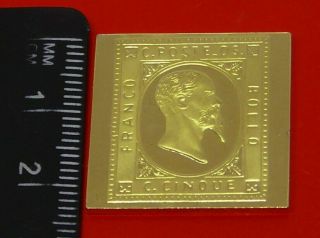 Modern Gold plated 8.  7g Silver Stamp Ingot Sardinia Italy Victor Emmanuel II 5c 3