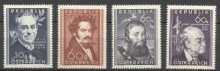 Austria 1950,  Moritz,  Hofer,  Madersperger,  Girardi Sc 568 - 571,  Mnh 5166