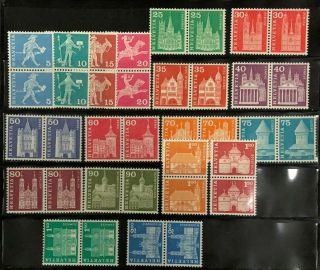 Switzerland 382 - 397,  398,  399 Pairs 1960 - 63 Mnh