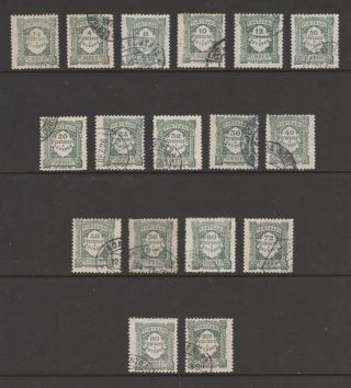 [portugal 1922/1927 – Postage Due Stamps Unicolor Green In Cent.  ] Cpl Set
