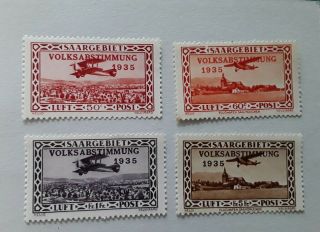 Saar Thematic Air Stamps 1934 Overprint " Volksabstimmung 1935 " Mnh Sg: 192 - 195