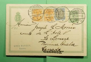 Dr Who 1905 Denmark Randers Uprated Postal Card To Canada F54738