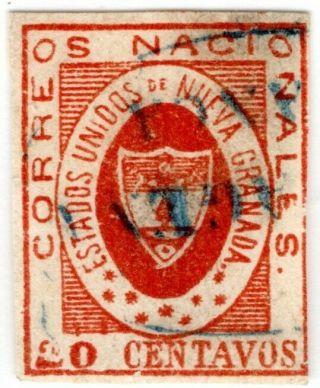 Colombia - Classic - 20c Stamp W/ Plate Error - Cartagena - 1861 - $ 400 Rare