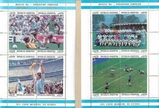 1986 Soccer World Cup Mexico 86 Argentina Champion Maradonasheet X 2.  Mnh