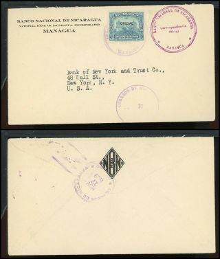 Nicaragua Postal History Lot 16 1929 Official 50c Managua - Nyc $$$