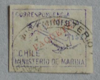 Chile 1907 First Issue – Marina Oficial – Purple – Double Print « Paquete » Red