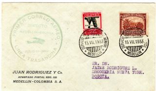 Colombia - Scadta,  Transandina - Ff Cover - Medellin To Bogota - 1933 Rrr