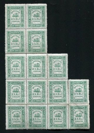 Ja005) Venezuela Block Of 15 Old Stamps Mnh La Guaira Curacao Ships