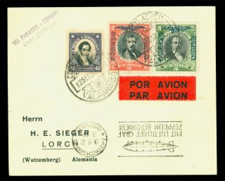 Chile 1932.  Sep.  12 Airmail Surch.  - Via Panagra Condor - Graf Zeppelin To Germany