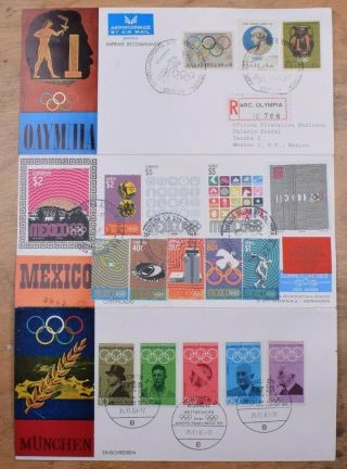 Mayfairstamps Mexico 1968 Greece Germany Mixed Franking Olympics Tri Fold Card W