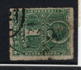 Chile Peru Pacific War Cancel Pisco In Oval On 1c Green