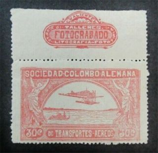 Nystamps Colombia Stamp C15 Og Nh $60 Rare Imprint J1y404