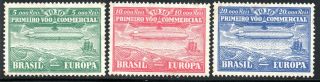 1/5.  Brazil,  1930 Graf Zeppelin Flights,  Sc.  4cl1 - 4cl3 Without Gum.  Ship