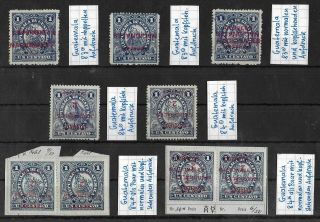 Guatemala Used/mint Lh Lot On Card Overprint Errors On 1 C Dark Blue