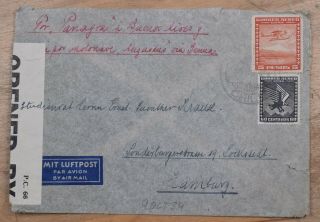Mayfairstamps Chile 1939 Panagra Censored Airmail To Germany Wwii Cover Wwi62589