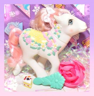 ❤️my Little Pony Mlp G1 Vtg 1989 Merry Go Round Carousel Flower Bouquet Brush❤️