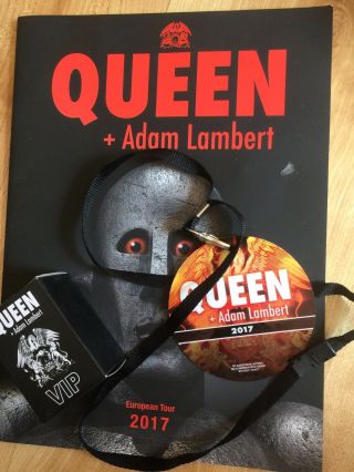 Queen And Adam Lambert 2017 European Tour Programme / Vip Lanyard & Shot Glass