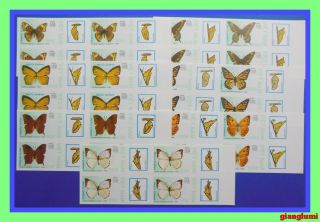 Vietnam Imperf Butterflies Set 7 Block 4 Mnh Ngai