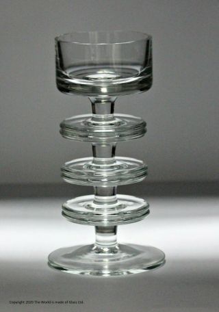 Wedgwood Glass Three Ring Clear Glass Sheringham Candle Holder