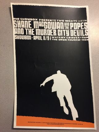 Shane Macgowan And The Popes Concert Poster Silkscreen Murder City Devils 24x16