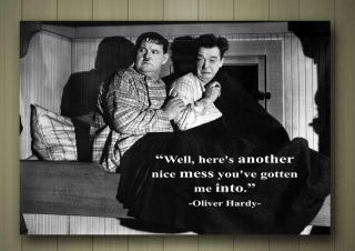 Laurel And Hardy - Quote Framed Canvas Poster Fine & Mess Size A0 A1 A2 A3 A4