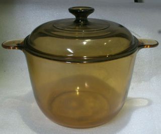 Corning Visions 3.  5 Liter Amber Glass Pot Stove Oven Microwave Safe Ex Cond