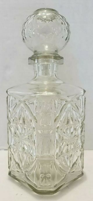 Vintage Cut Glass Liquor Wine Scotch Whiskey Bottle Decanter W/stopper 9 " ×3.  5 "