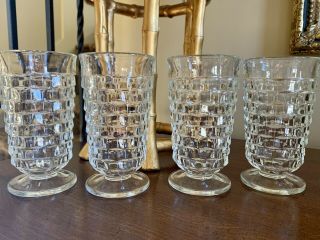 Set Of 4 Vtg Fostoria Indiana Whitehall Clear Tea/water Footed Glasses Goblets