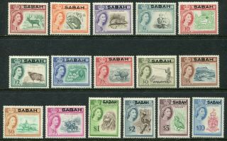 North Borneo (sabah) 1964 1c - $10 Sg 408 - 423 Hinged (cat.  £85 As U/m)