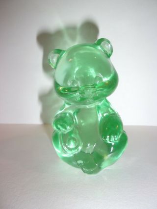 Fenton Art Glass Willow Green Mini Bear Figurine Small
